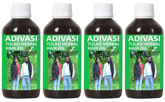 Oilanic Organics Adivasi Tulsi Herbal Hair Oil for Hair Fall And Hair Growths  Ayurvedic Combo pack of 4 bottles of 125 ml(500 ML)